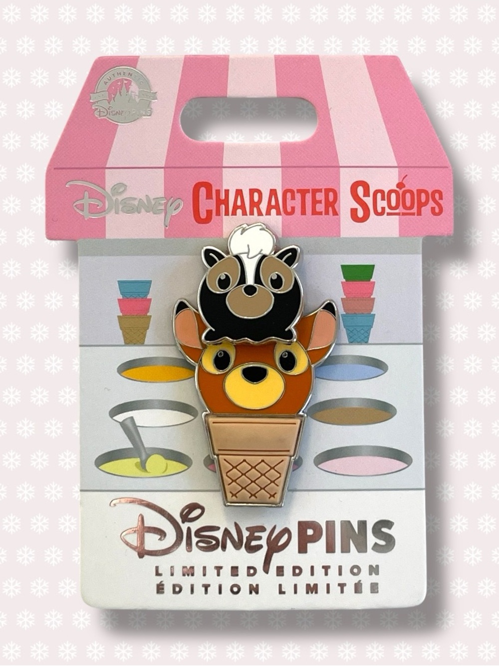 Disney Character Scoops Monthly Pin Series Bambi And Flower Pin LE 4000